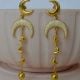 Crescent Moon Drop Earrings in 22K Gold-Plated Brass with Enamel Detailingâ€“ 3.1